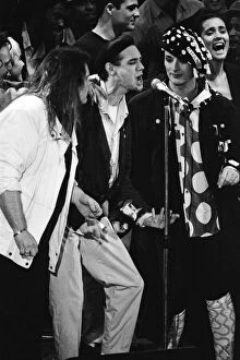 Images Dated 1st April 1987: Meat Loaf, Ben Volpeliere-Pierrot and Boy George performing at the Stand by Me