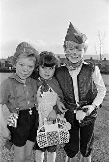 Images Dated 11th February 1987: Meet Pinocchio, Red Riding Hood and Robin Hood who are helping children at an Elland