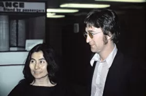 Images Dated 3rd May 1971: Former member of The Beatles pop group John Lennon with his wife Yoko Ono at Heathrow