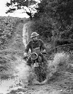 A member of a company of mechanised troops who are being trained in the North West in A member of a company of mechanised troops who are being trained in the North West in