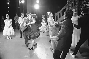 Images Dated 30th May 1973: Members of the cast of Grease seen here on stage at the Coventry Theatre during a dress