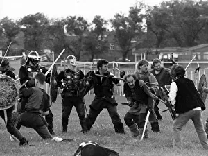 Images Dated 3rd July 1988: Members of the Mediaeval Society couldn t wait to get to grips with each other in a