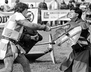Members of the Nottingham Jousting Association at the Cramlington Show in June 1984
