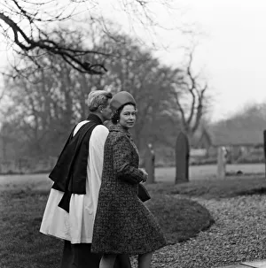 Members of the Royal Family at Hillington Church, Kings Lynn. Queen Elizabeth II Members of the Royal Family at Hillington Church, Kings Lynn. Queen Elizabeth II