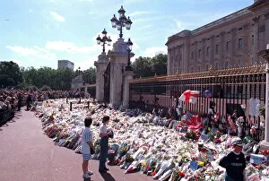 Images Dated 2nd September 1997: Messages of sympathy following the death of Princess Diana outside Buckingham Palace