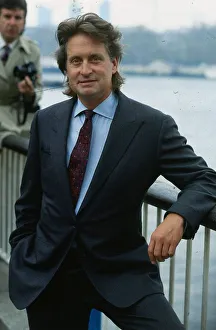 Michael Douglas actor April 1988 leaning on railing Michael Douglas actor April 1988 leaning on railing