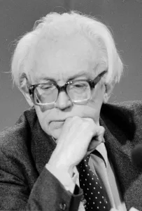 Michael Foot at Labour Party election press conference May 1983 Michael Foot at Labour Party election press conference May 1983
