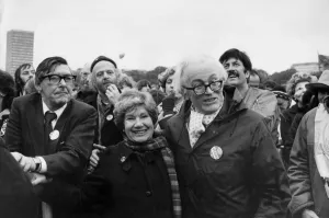 Michael Foot with wife Jill Craigie and Mick McGahey on anti-nuclear weapons march Michael Foot with wife Jill Craigie and Mick McGahey on anti-nuclear weapons march