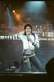 Images Dated 29th July 1988: Michael Jackson seen here in concert at Roundhay Park. 29th July 1988