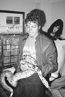 00106 Gallery: Michael Jackson seen here with Musles the boa constricter. September 1983