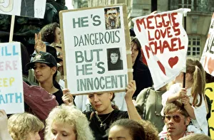 Michael Jackson supporters march in London. 30th August 1993 Michael Jackson supporters march in London. 30th August 1993