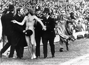 Images Dated 20th April 1974: Michael O Brien the man who ran across the pitch naked during a rugby match at