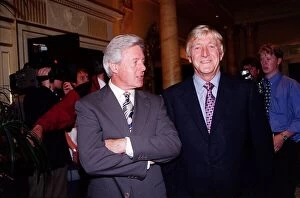 Images Dated 6th July 1998: Michael Parkinson TV Presenter July 98 With tv presenter Michael Aspel at