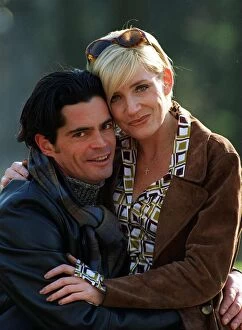 Images Dated 1st April 1996: Michelle Collins Actress with boyfriend Fabrizio Tassillini