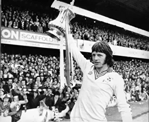 Mick Channon Footballer for Southampton. shows off the trophy to fans after their win in Mick Channon Footballer for Southampton. shows off the trophy to fans after their win in