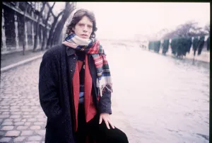 Mick Jagger Singer in Paris Wearing a tartan scarf January 1985 Mick Jagger Singer in Paris Wearing a tartan scarf January 1985