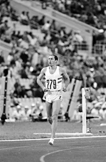 Middle distance runner Steve Ovett celebrates after winning a gold medal in the Men' Middle distance runner Steve Ovett celebrates after winning a gold medal in the Men'