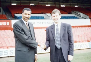 Middlesbrough manager Bryan Robson and assistant Viv Anderson unveiled as the new dug out Middlesbrough manager Bryan Robson and assistant Viv Anderson unveiled as the new dug out
