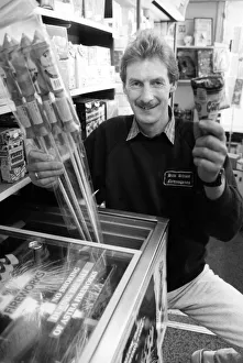 Middlesbrough newsagent Mel Taylor with his ice cream freezer which he has converted into Middlesbrough newsagent Mel Taylor with his ice cream freezer which he has converted into