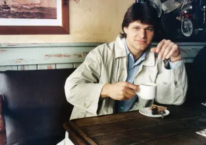 Middlesbrough player Uwe Fuchs relax's away from the pitch. Circa April 1995 Middlesbrough player Uwe Fuchs relax's away from the pitch. Circa April 1995