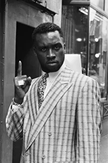 Middleweight boxer Nigel Benn gesturing he is number one. 6th July 1988 Middleweight boxer Nigel Benn gesturing he is number one. 6th July 1988