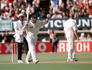 Images Dated 8th June 1997: Mike Atherton the English captain celebrates at end of first Test Match at Edgbaston