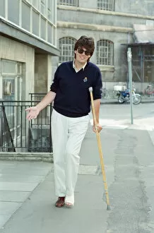Images Dated 25th June 1988: Mike Read, BBC Radio Disc Jockey, seen here on crutches