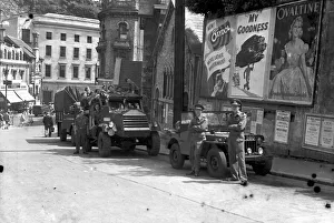 Military vehicles in Abbey Road, Torquay in July 1949. Adverising signs - Ovaltine Military vehicles in Abbey Road, Torquay in July 1949. Adverising signs - Ovaltine