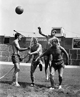 Millwall players start training: Tom Wilson holds the hose whilst Ken Jones Millwall players start training: Tom Wilson holds the hose whilst Ken Jones