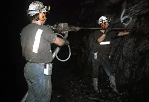 Images Dated 15th May 1975: Miners drilling wall of a stope underground broken hill in New South Wales Australia