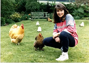 Miriam francome wife of John Francombe TV Presenter at home in the back garden Miriam francome wife of John Francombe TV Presenter at home in the back garden