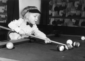 00001 Prints: Allan Palmer Pool Print - Aged 2 Hitting Balls