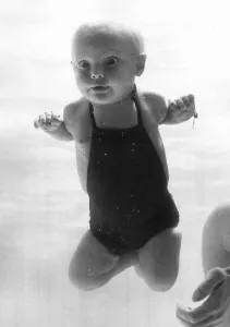00001 Prints: 5-Month-Old Bahama Lynch in Swimming Pool Print