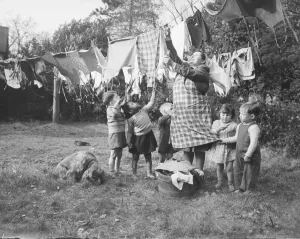 00002 Prints: Clothes-Line Church Army Home Print, 1952