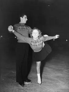 00002 Prints: 1952 Print of Ice Skating Dancers