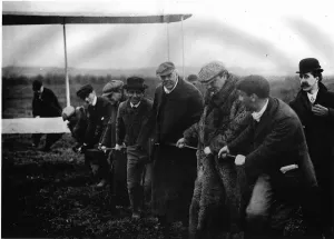 00007 Prints: Print of Lord Northcliffe and the Wright Brothers at Pau, 1909