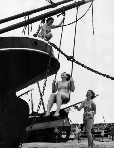 00007 Prints: Print of a rope swing at St. Ives, Cornwall