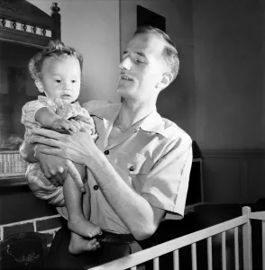 00008 Prints: Print of a Father and Baby Boy, July 1953