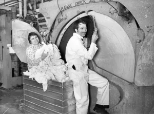00009 Prints: Les Callaghan and Colin Pitcher Print at Newcastle General Hospital Laundry