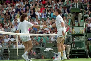 00011 Prints: Wimbledon Tennis Championships Print - Ivan Lendl in Action, 1991