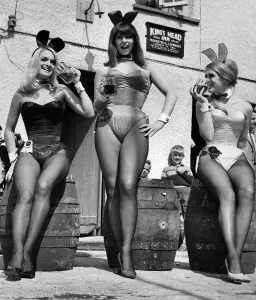 Print of three bunnies serving at the Kings Head Inn