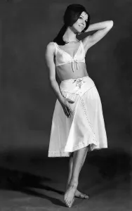 00025 Prints: Vintage Fashion Print: 1970s Woman Wearing Bra and Skirt