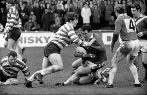 00026 Prints: Leigh Prop Forward Chisnall Tackled by Oldham Forwards. Print