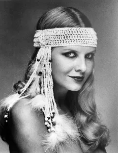 00031 Prints: A black or white headband with multi-coloured beads, available as a print