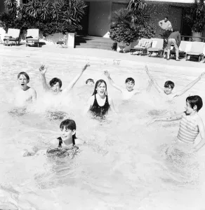 00031 Prints: Holiday Makers Pool Print, Robert Meyer Hotel