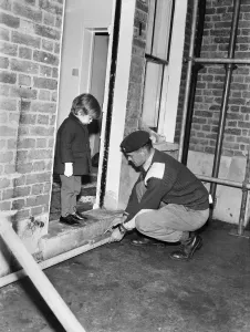 00031 Prints: Mark Diment with Sergeant McKeeman at Chancellor Grove children's home, West Norwood print
