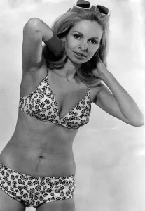 Navy and white daisy print bikini swimwear photograph