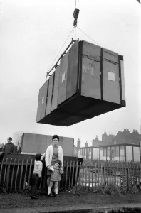 00033 Prints: Print of a mobile home being transported to Belfast in 1969, London