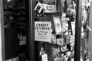 00037 Prints: Print of Notice in Shop Windows, 1953