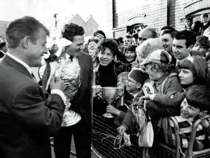 00037 Prints: A 1965 Print of Wigan Rugby F.C. Return at Central Park
